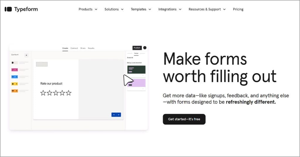 Typeform Marketing Website Design